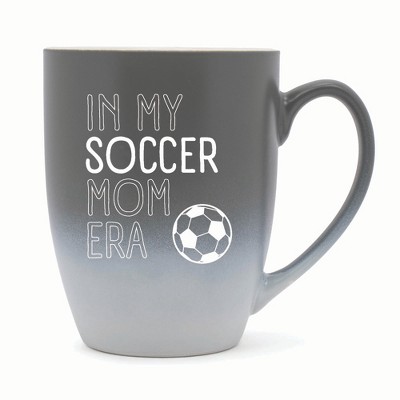 Elanze Designs In My Soccer Mom Era Two Toned Ombre Matte 10 ounce New Bone China Coffee Tea Cup Mug For Your Favorite Morning Brew, Gray and White