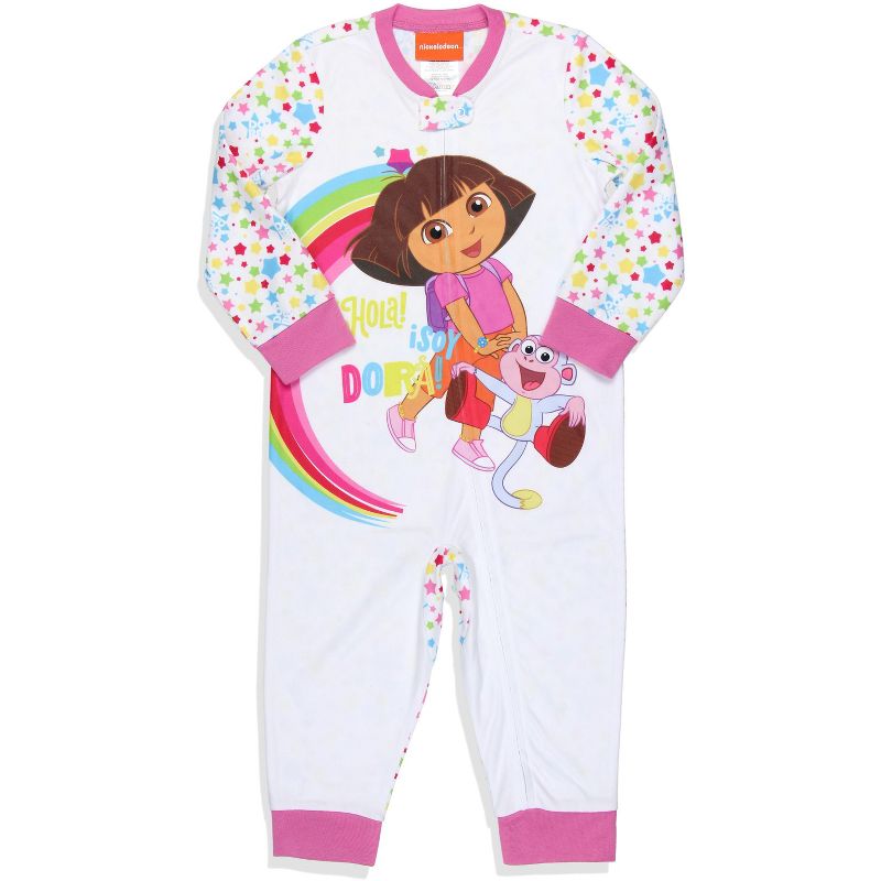 Nickelodeon Toddler Girls' Dora the Explorer Union Suit Footless Pajama White, 1 of 4