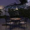CLIHOME 11 ft. Outdoor LED Lamp Cantilever Umbrella 360-degree Rotation Patio Offset Umbrella with Base - 2 of 4