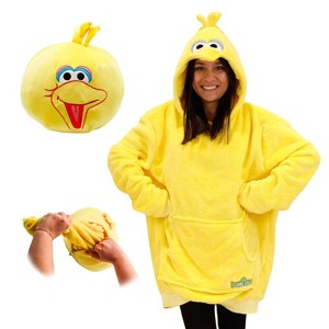 Sesame Street | Big Bird Adult Snugible 2-in-1 Blanket Hoodie & Pillow - 1 of 4