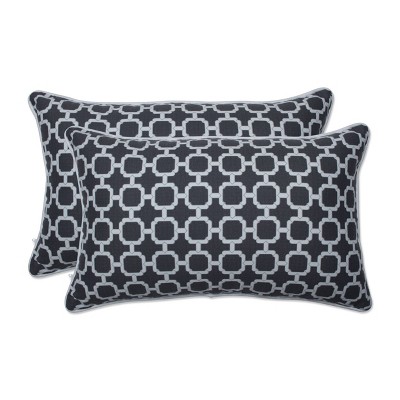 2pc Outdoor/Indoor Rectangular Throw Pillow Set Hockley Charcoal Gray - Pillow Perfect