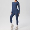 Anna-Kaci Active Women's Long Sleeve Crew Neck Top and High Waist Leggings Set with Slim Fit Design - 3 of 4