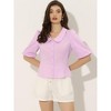 Allegra K Women's Sweet Short Bubble Sleeve Peter Pan Collar Peplum Blouses - 4 of 4