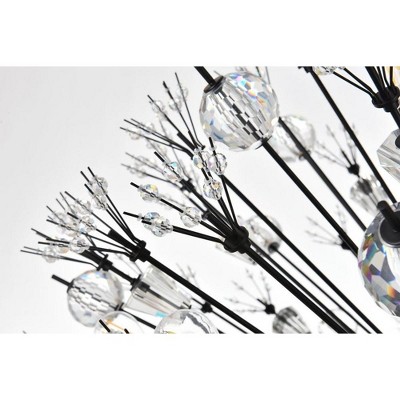 Vera 50" Black Metal and Crystal Starburst Pendant