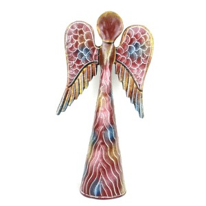 Slickblue Hand-Painted Standing Angel - 12" Tall Steel Art - Hand-Cut, in Pink/Green Color Options - 1 of 1