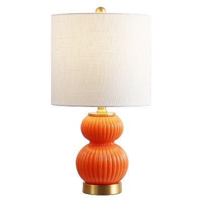 JONATHAN Y Daphne Contemporary Transitional Metal/Glass Ribbed Gourd LED Table Lamp