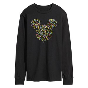 Men's - Disney - Mickey Head With Pattern Long Sleeve Graphic T-Shirt - 1 of 3