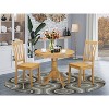 HomeStock 3-Piece Round Natural Oak Finish Solid Wood Top Dining Table with 2 Chairs - 2 of 4