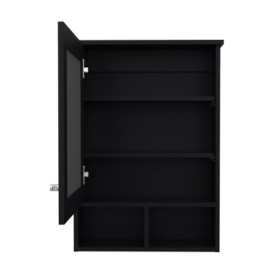 GlasFlength Decorative Wall Mirrors Wall Art Bathroom Decor Cabinet Open Storage Cabinet Mirrors for Bathroom Wall, Black, 6.6"*20.9"*29"