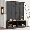 CAVINAS Freestanding Coat Racks with 8 Cabinets and 4 Large Storage Compartments,Hall Tree with 4 Hooks,Entryway Furniture for Living Room,Black - 2 of 4
