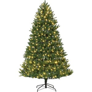 COZONY Pre-Lit Fraser Fir Artificial Christmas Tree, 4-Color LED, Hinged, 659 Tips, Steady/Flash Modes, Natural Full Look, Easy Assembly - 1 of 4