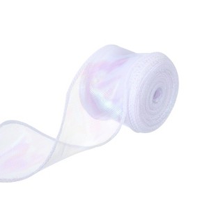 Unique Bargains Gift Wrapping Wide Sheer Wired Pastel Shimmer Iridescent Chiffon Ribbons 1 Pc - 1 of 4