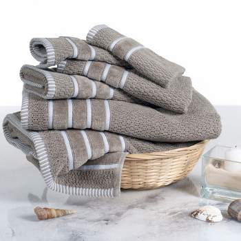 Hastings Home 6-pc Combed Cotton Towel Set With Washcloths, Hand Towels, and Bath Towels - Taupe