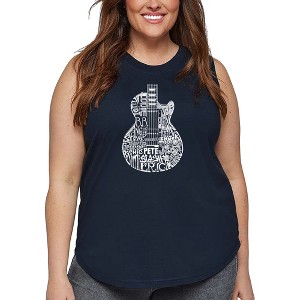 LA Pop Art Women's Word Art Tank Top - Rock Guitar Head - 1 of 4