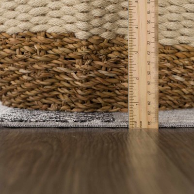 Gray and Cream Geometric Washable Polyester Area Rug 6'7" x 9'