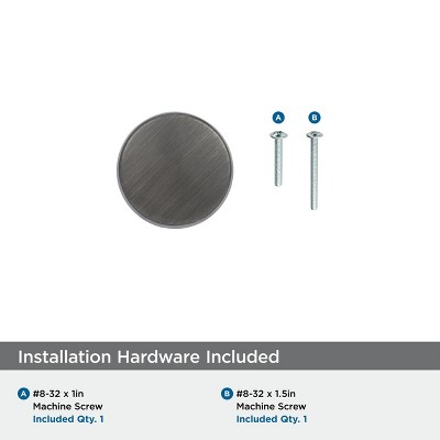 Gunmetal Round Modern Industrial Cabinet Knob with Mounting Hardware