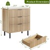 Acekool 3 Drawer Fluted Nightstand, Oak Bedside Table with Metal Handles, Modern Storage Cabinet for Bedroom or Living Room - 2 of 4