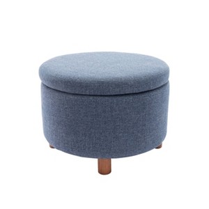 Large Round Storage Ottoman with Lift Off Lid - WOVENBYRD - 1 of 4