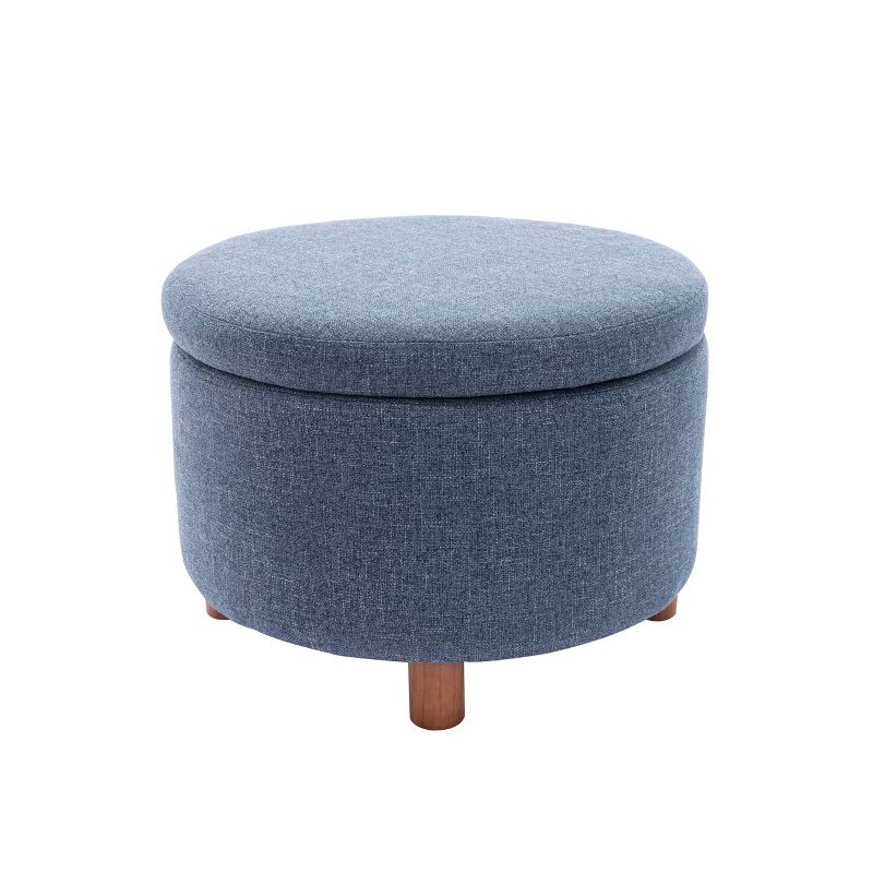 Large Round Storage Ottoman with Lift Off Lid - WOVENBYRD, 1 of 17