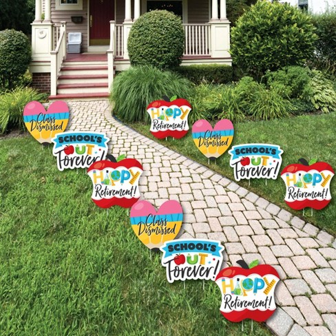 Big Dot Of Happiness Teacher Retirement - Pencil Apple Lawn Decorations ...