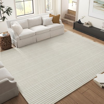 Boho Striped Print Large Living Room Rug Soft Low Pile Washable Dining Room Area Rug Modern Indoor Rugs for Bedroom Nursery