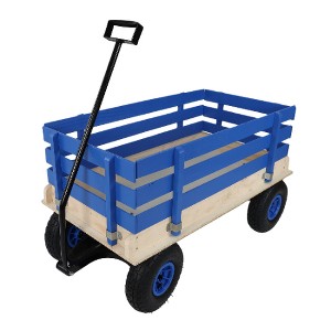 Lyngins Kids' Wooden Garden Cart, All-Terrain Rubber Wheel Wagon Cart with Large Cargo Box, Grocery Cart with Ergonomic Handle, Outdoor Wagon for Kids - 1 of 4