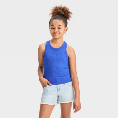 Girls' Rib-Knit Tank Top - art class™ Blue L