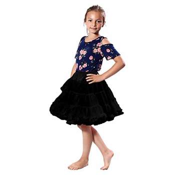 Malco Modes | Vintage Girls' Organza Crinoline Petticoat |Classic Two-Layer Design for Dance and Plays | 1815 (Black, Large)