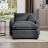 Corduroy Single Chair Sofa with Footstool and Pillow, Deep Seat Lounge Chair for Living Room, Bedroom, Club - 2 of 4