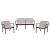 3-Piece Outdoor Patio Conversation Set, Club Chairs and Loveseat with Sleek Frame and Green Cushions, Modern Balcony Seating-The Pop Home - 2 of 4