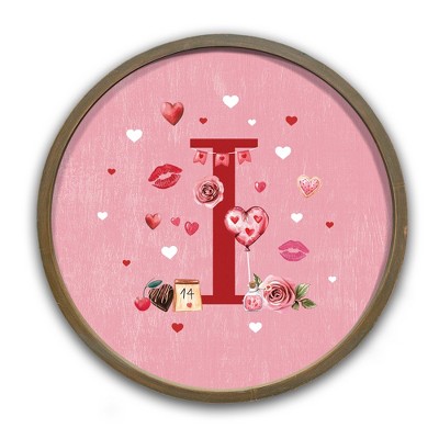 Creative Products Valentine Things Monogram Round Brown Framed Print