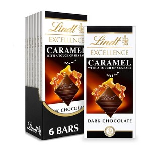 Lindt 4/6/12 Pack Excellence Caramel Sea Salt Dark Chocolate Bar, Dark Chocolate Candy with Pieces of Caramel and Sea Salt Crystals, 3.5oz - 1 of 4