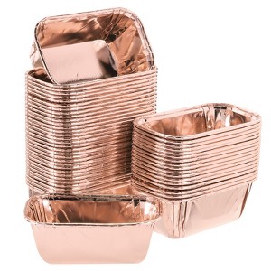 Unique Bargains Greaseproof Single-sided Aluminum Foil Cupcake Liners for Party 50 Pcs - 1 of 4