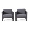 Nertpow (Set of 2) Outdoor Acacia Wood Club Chairs with Dark Gray Cushions ¨C Weather-Resistant, 27.75"D x 32"W x 27.75"H - 4 of 4