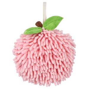 REGALWOVEN Bathroom Soft Absorbent Fluffy Chenille Ball Hand Towels with Wall Hook 6" x 6" 2 Pcs - 1 of 4