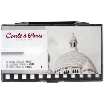 Conte Crayons in Plastic Box, B Tip, White, Pack of 12