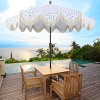 JONATHAN Y Collins 9 ft. Classic Cottage Tassel Market Patio Umbrella with Auto-Tilt, Crank, Wind Vent and UV Protection - 2 of 4