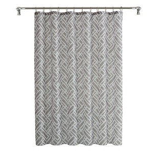 LunaLulinlk 15-Piece Geometric Polyester Shower Curtain Set, Beige - 1 of 4