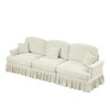 Elegant Mid-Century 3-Seater Chenille Sofa with Flared Arms, Skirt & Spindle Legs - 3 of 4