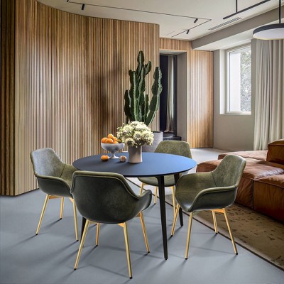 Mid Century Modern Olive Green Metal Arm Chair with Gold Details