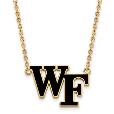 Black Bow Jewelry 14k Yellow Gold Plated Sterling Silver Wake Forest Demon Deacons NCAA Necklace 18 Inch