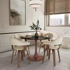 LeisureMod Bristol Round Dining Table with MDF Top and Cherry Steel Pedestal Base for Modern Kitchen and Dining Room - 3 of 4