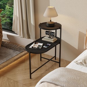 Kumasinova 27.75"H 2-Tier End Table for Living Room,Sofa Side Tables Small Coffee Table with Oval Trays,MDF Side Tables with Metal Legs - 1 of 4