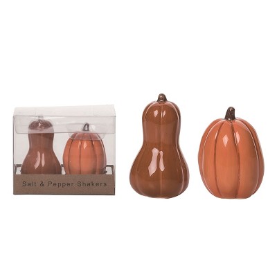 Transpac Dolomite 3 in. Multicolor Harvest Pumpkin Salt and Pepper Shakers with Box Set of 2
