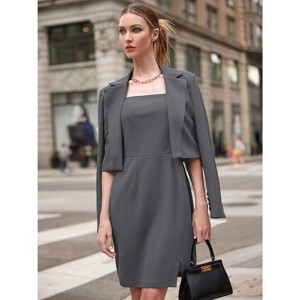 EXLURA Women's Professional Business Lightweight Blazer Dress Suit Sets 2 Piece Work Office Fashion Outfits - 1 of 4