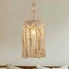 DORESshop Bohemian 1-Light White Pendant Light with Adjustable Macrame Rattan Lamp Shade and Length, Plug-In - 2 of 4