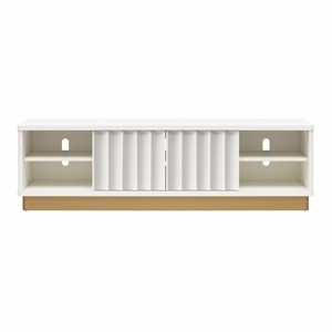 TopComfy Decorative Storage Cabinets Modern Scalloped TV Stand for TVs Media Storage Cabinet Funny Center for Living Room, White, 64.37"*19.49"*7.87" - 1 of 4