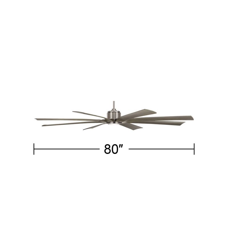80" Possini Euro Design Defender Modern Indoor Outdoor Ceiling Fan with Dimmable LED Light Remote Brushed Nickel Oak Damp Rated for Patio Exterior, 4 of 10
