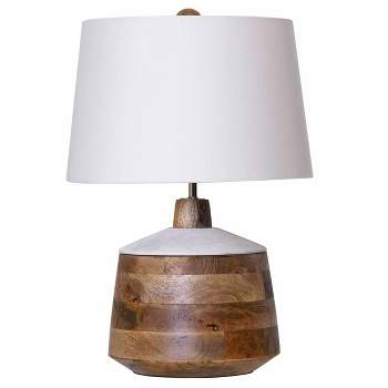 Carved Wood Table Lamp with Marble Lid Accent - StyleCraft