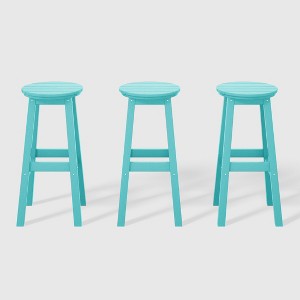 WestinTrends Malibu 29" All Weather Hdpe Outdoor Patio Round Backless Bar Stool (Set of 3) - 1 of 4